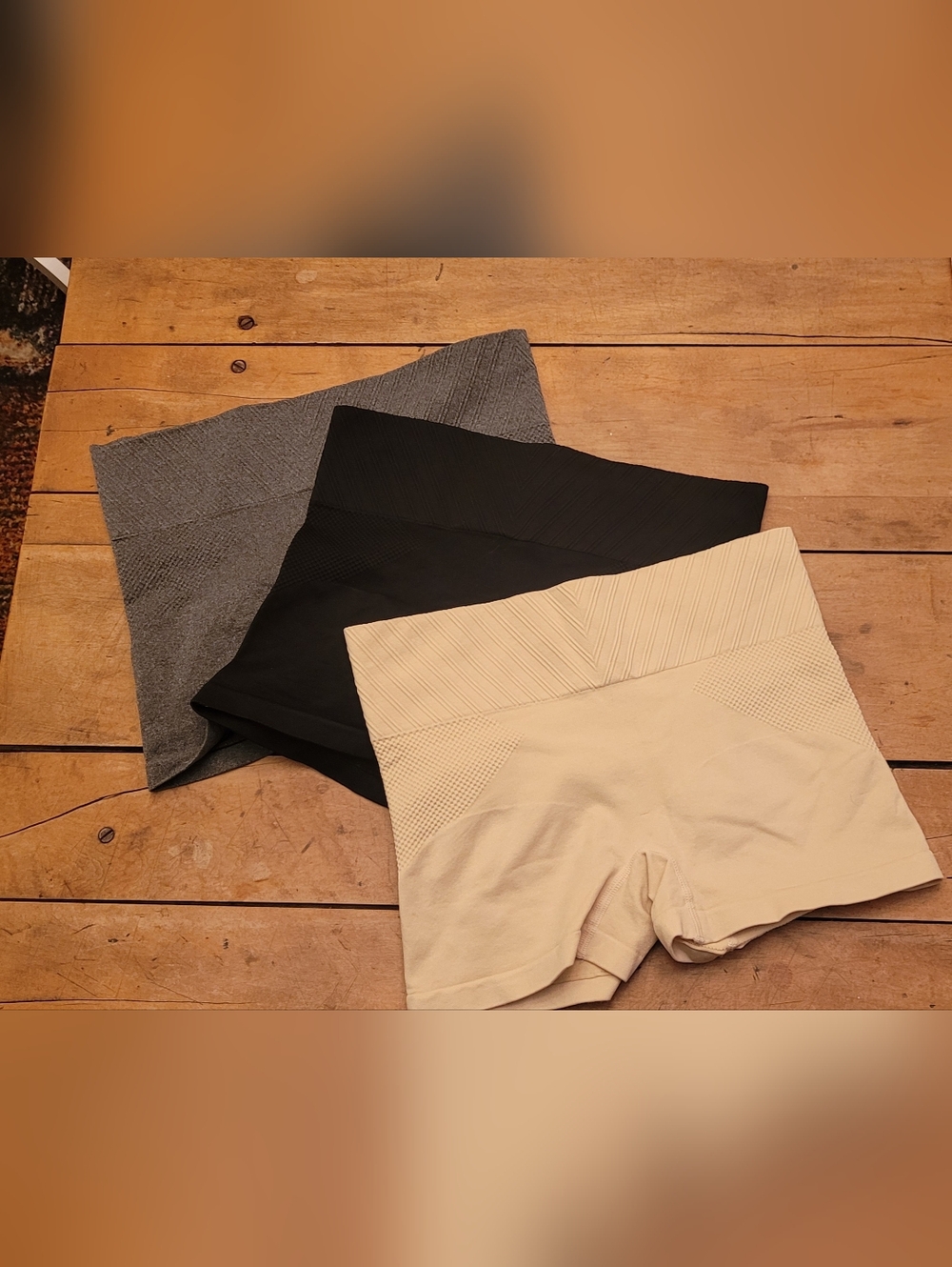 Seamless High-Waist Shapewear Shorts Trio - Beige, Black, Gray